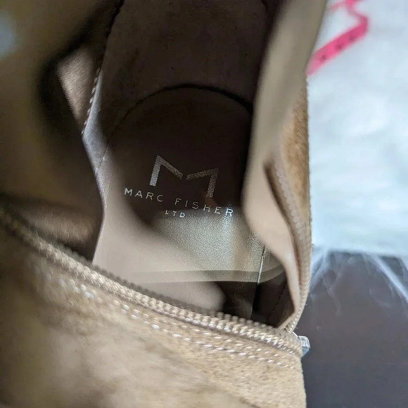 Marc Fisher LTD Uday Block Heel Western Inspired Boots Beige Suede size 6.5 - Picture 9 of 10